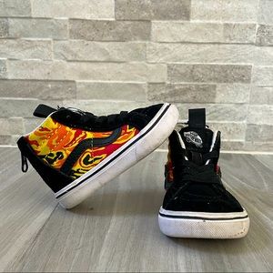 Baby/Toddler Vans High Tops- Red Yellow Orange Flame Design- Size 3.5C
